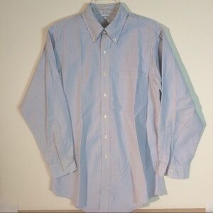 Brooks Brothers Light Blue Vertical Striped Long Sleeve Button Shirt Cotton